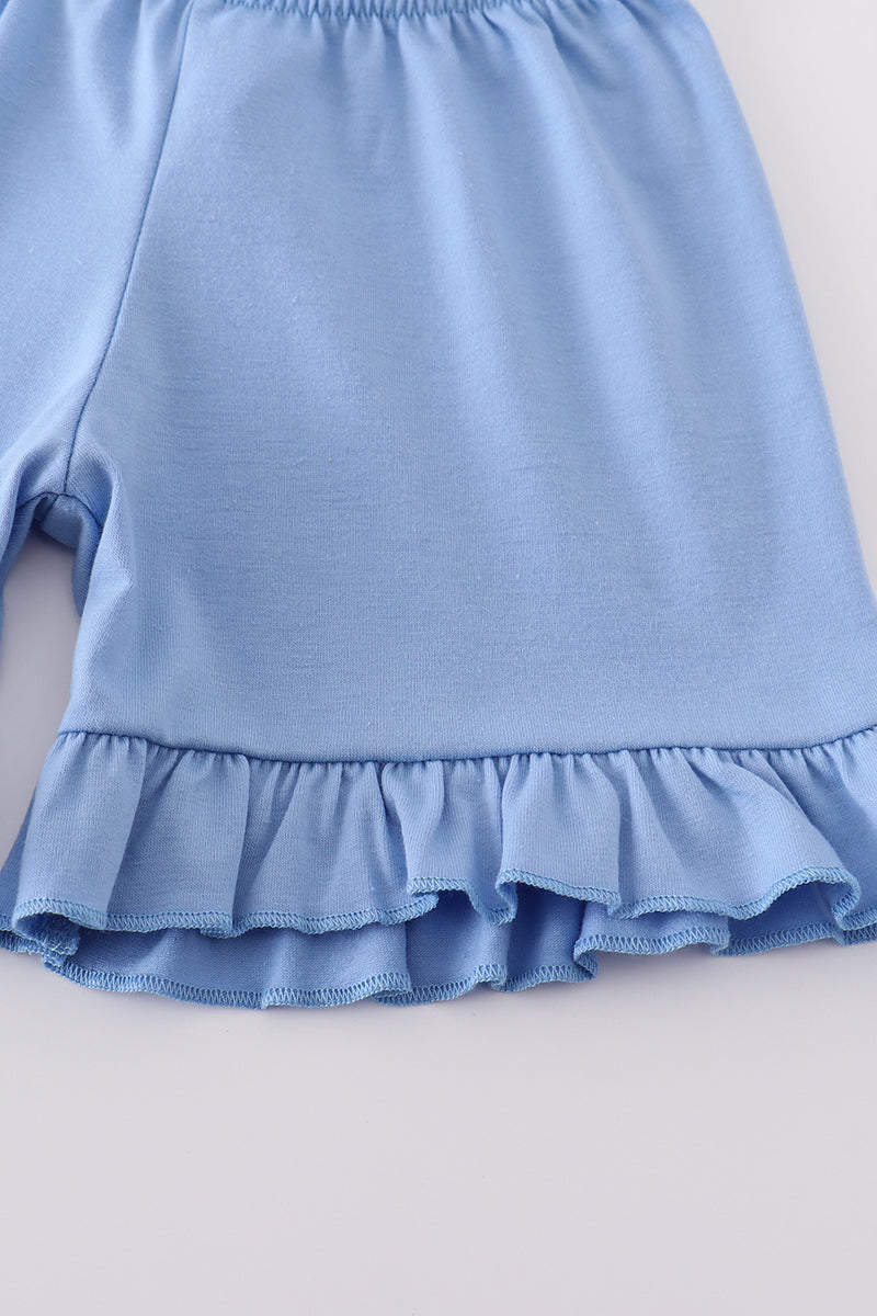 Blue sailboat print girl set - Giggles with Grace
