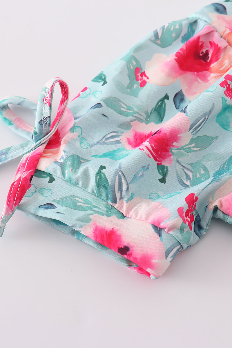 Blushing rose garden print girl 2pc swimsuit - Giggles with Grace