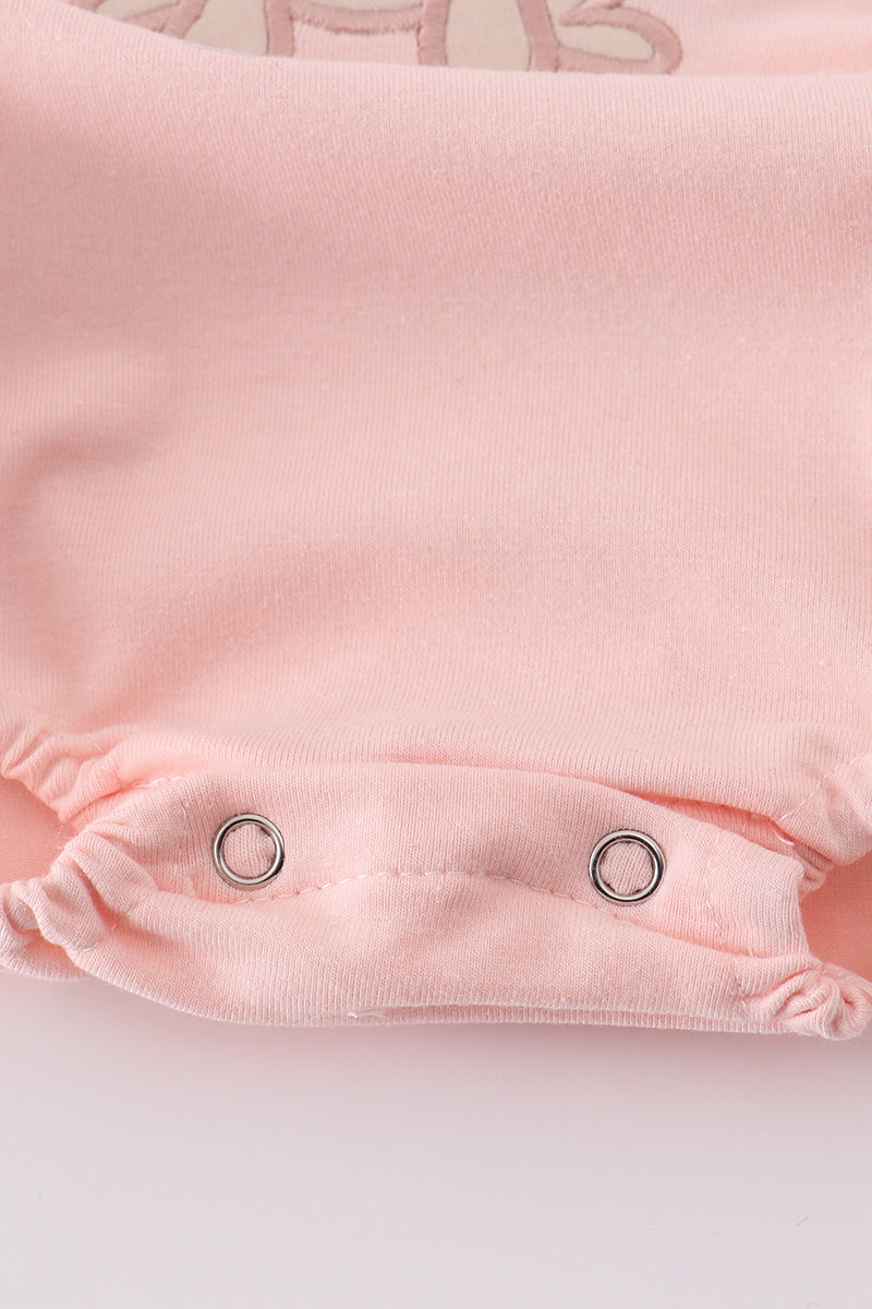 Pink puppy birthday applique girl bubble - Giggles with Grace