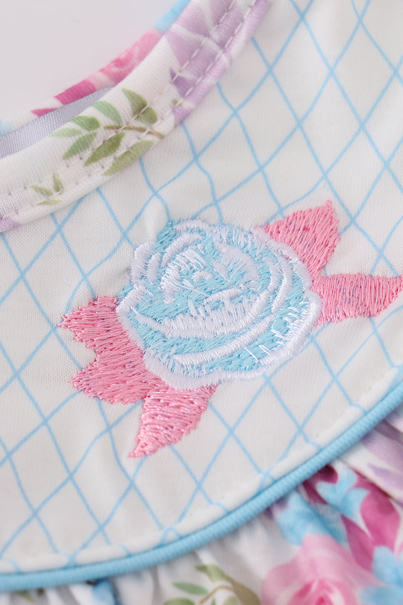 Blue petal meadow embroidery girl dress - Giggles with Grace