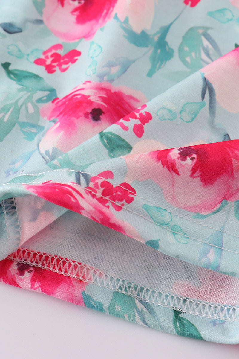 Blushing rose garden print girl dress - Giggles with Grace