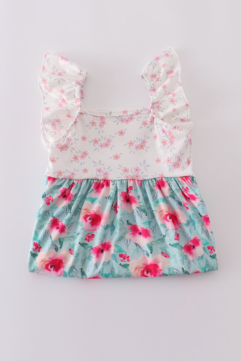 Blushing rose garden print girl dress - Giggles with Grace