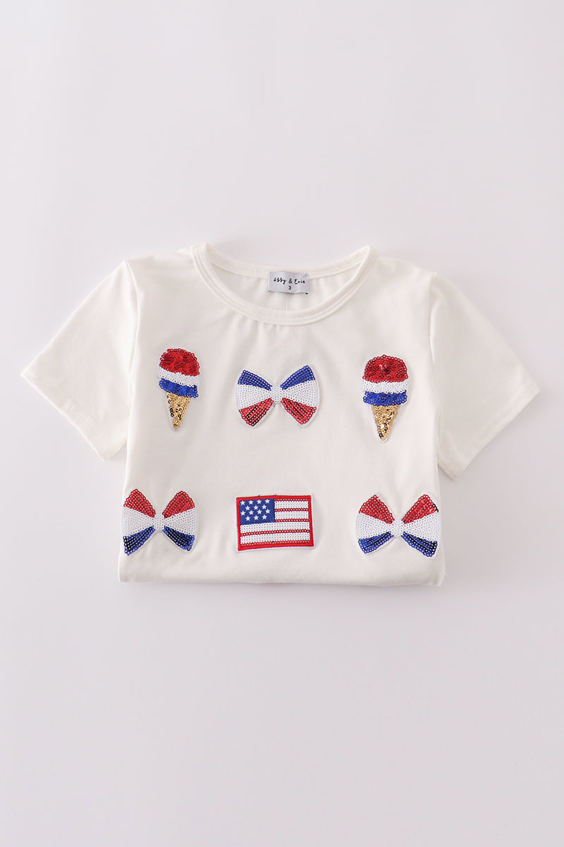 Flag bow ice-cream sequin mom&me top - Giggles with Grace