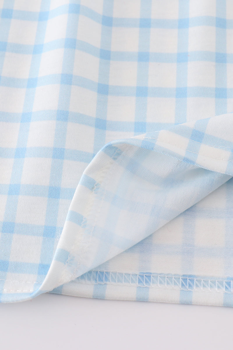 Blue flag embroidery dress - Giggles with Grace