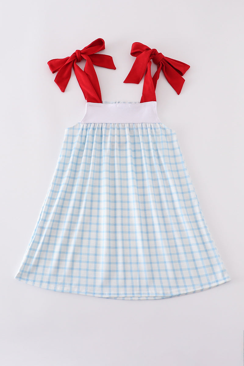 Blue flag embroidery dress - Giggles with Grace