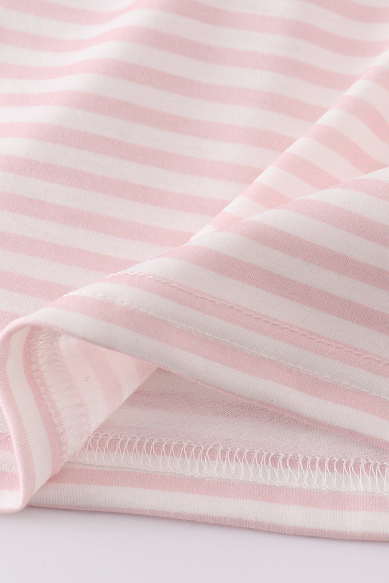 Pink stripe animal embroidery smocked set - Giggles with Grace