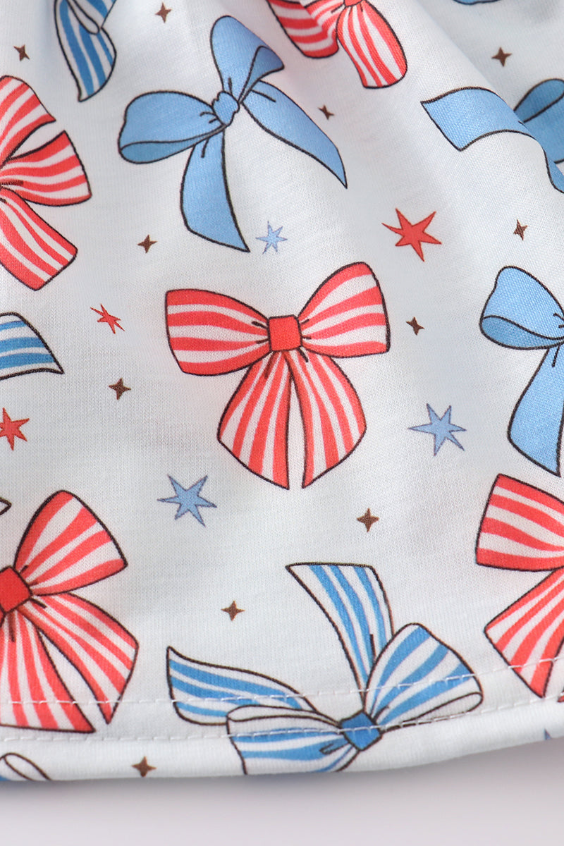 Bow trellis print embroidery ruffle bloomer set - Giggles with Grace