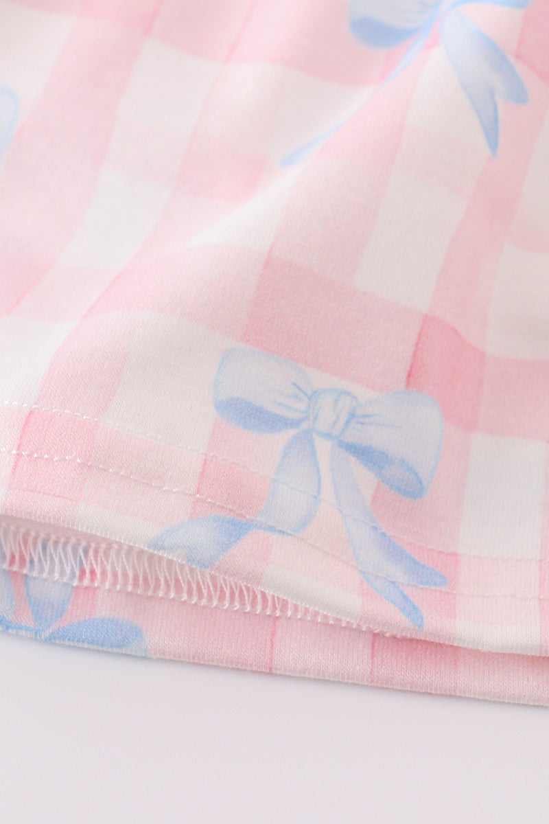 Pink plaid bow print gingham dress - Giggles with Grace