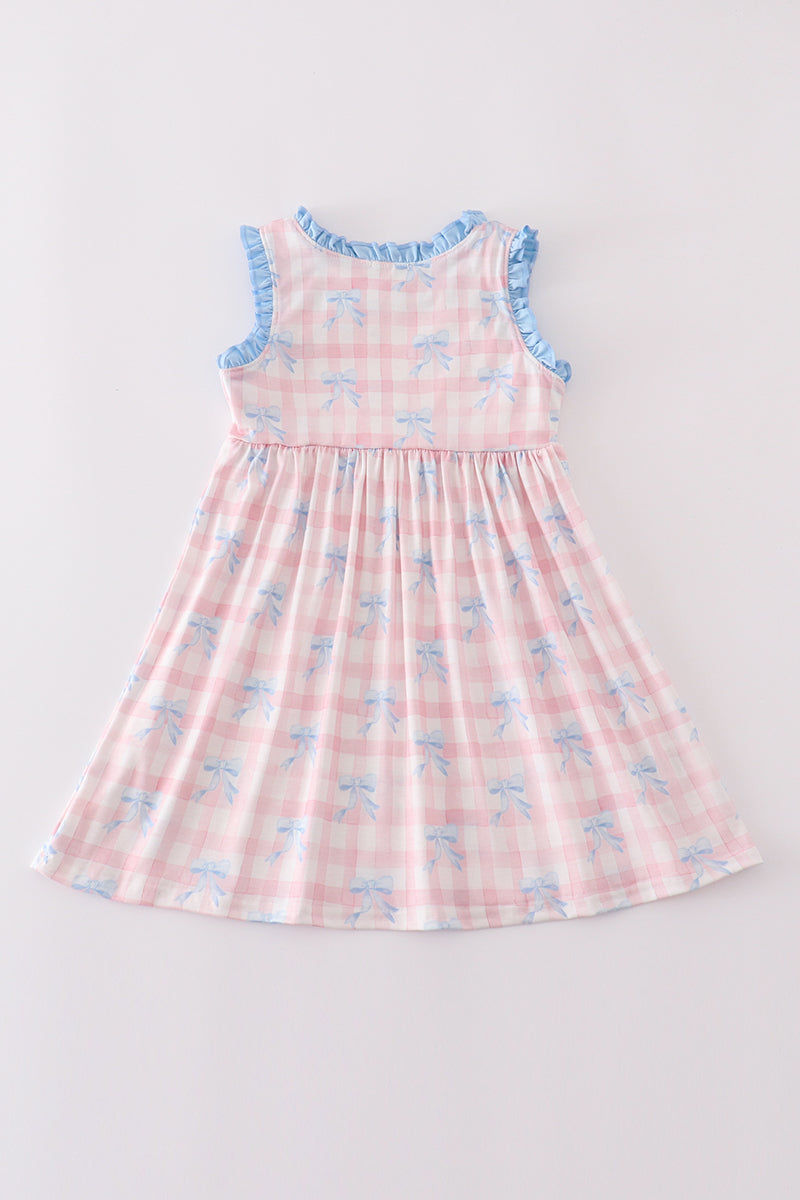 Pink plaid bow print gingham dress - Giggles with Grace