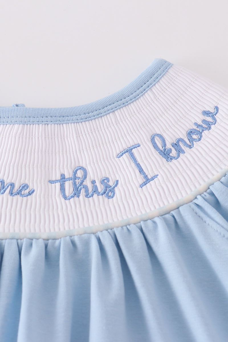 Blue jesus loves me this I know smocked set - Giggles with Grace