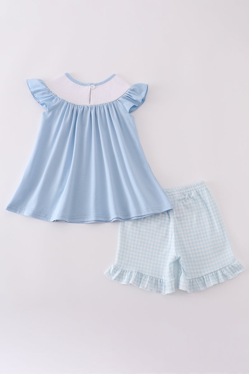 Blue jesus loves me this I know smocked set - Giggles with Grace