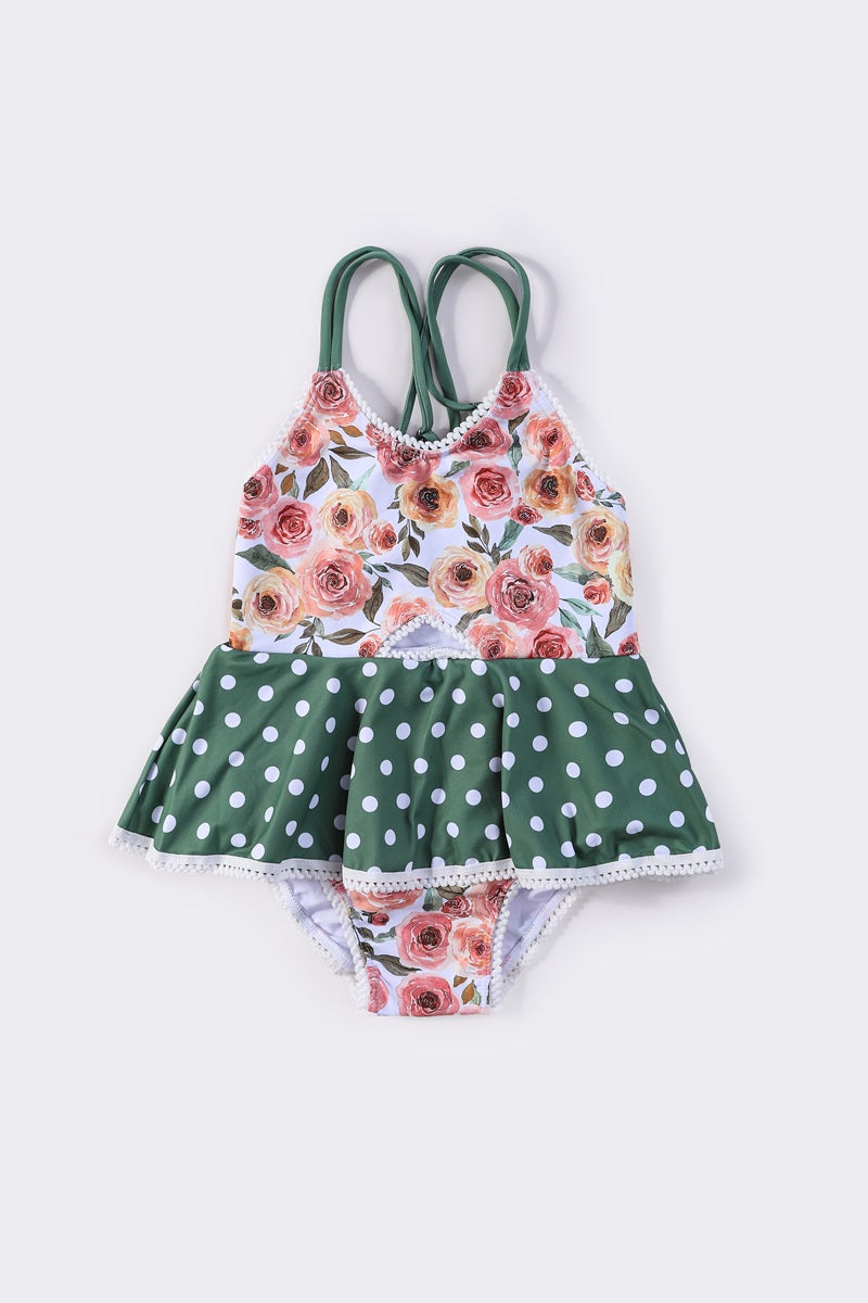 Floral print girl one-piece swimsuit - Giggles with Grace