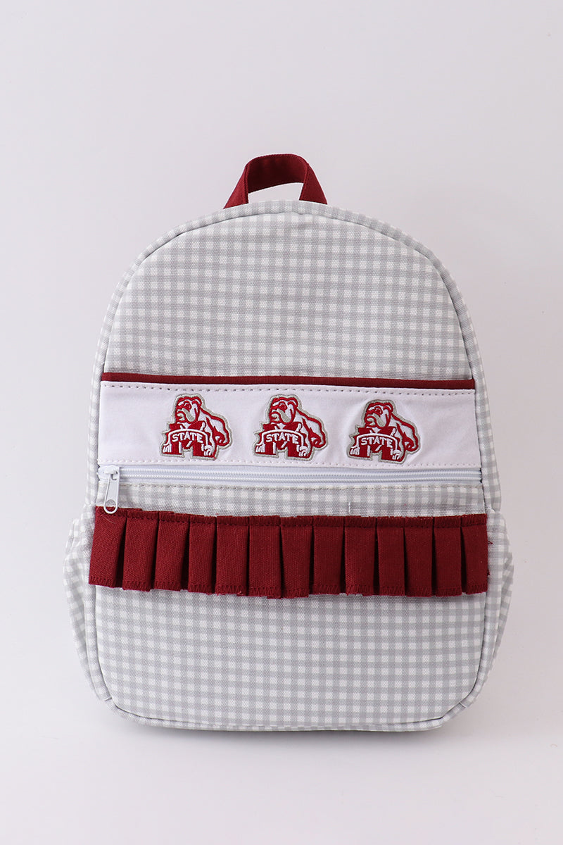 Mississippi bulldogs embroidery ruffle backpack - Giggles with Grace