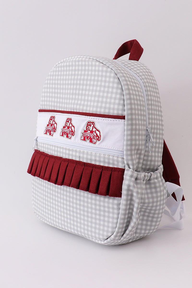 Mississippi bulldogs embroidery ruffle backpack - Giggles with Grace