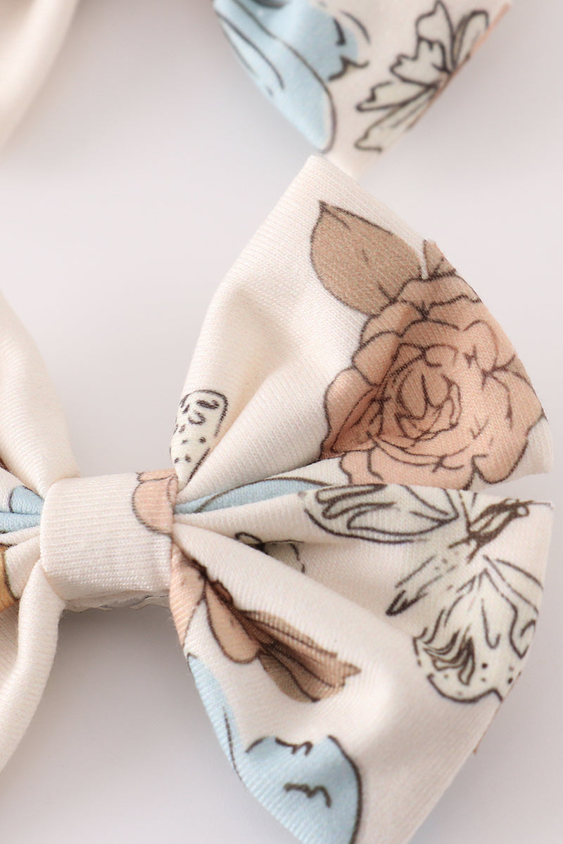 Floral print 2pc hair bow - Giggles with Grace
