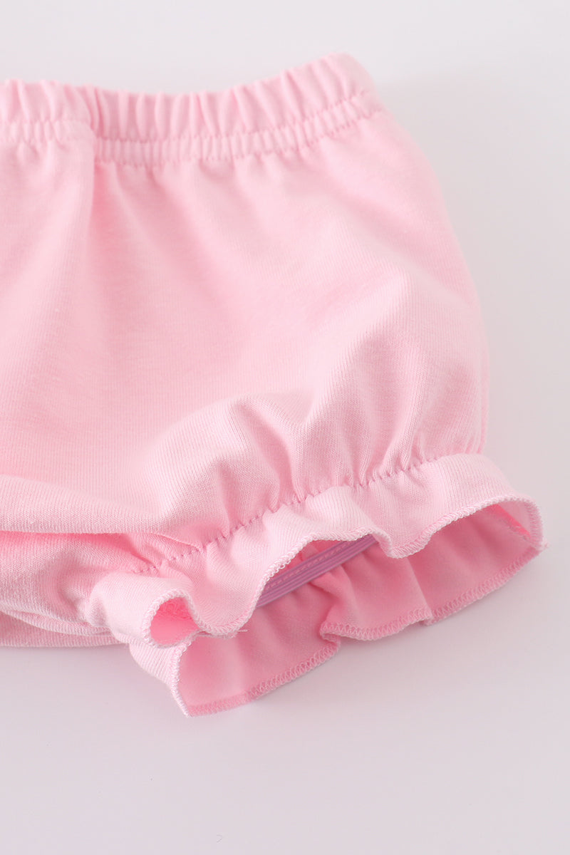 Pink western cowboy embroidery smocked bloomer set - Giggles with Grace