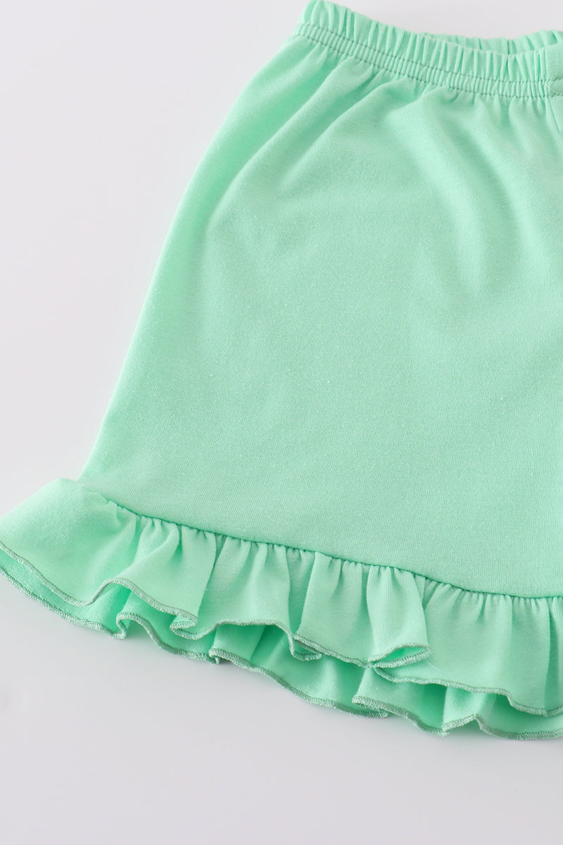 Green springtime bloom smocked girl set - Giggles with Grace