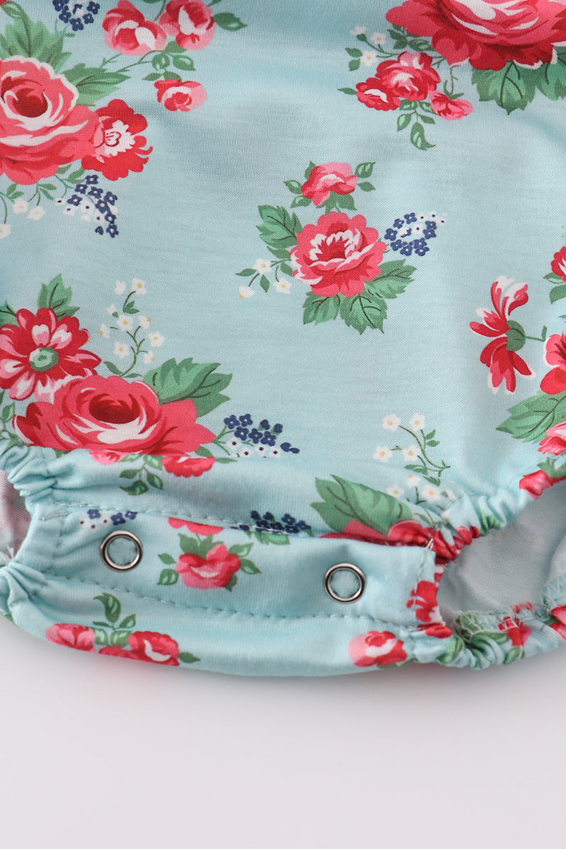 Rosebud bliss print smocked girl bubble - Giggles with Grace