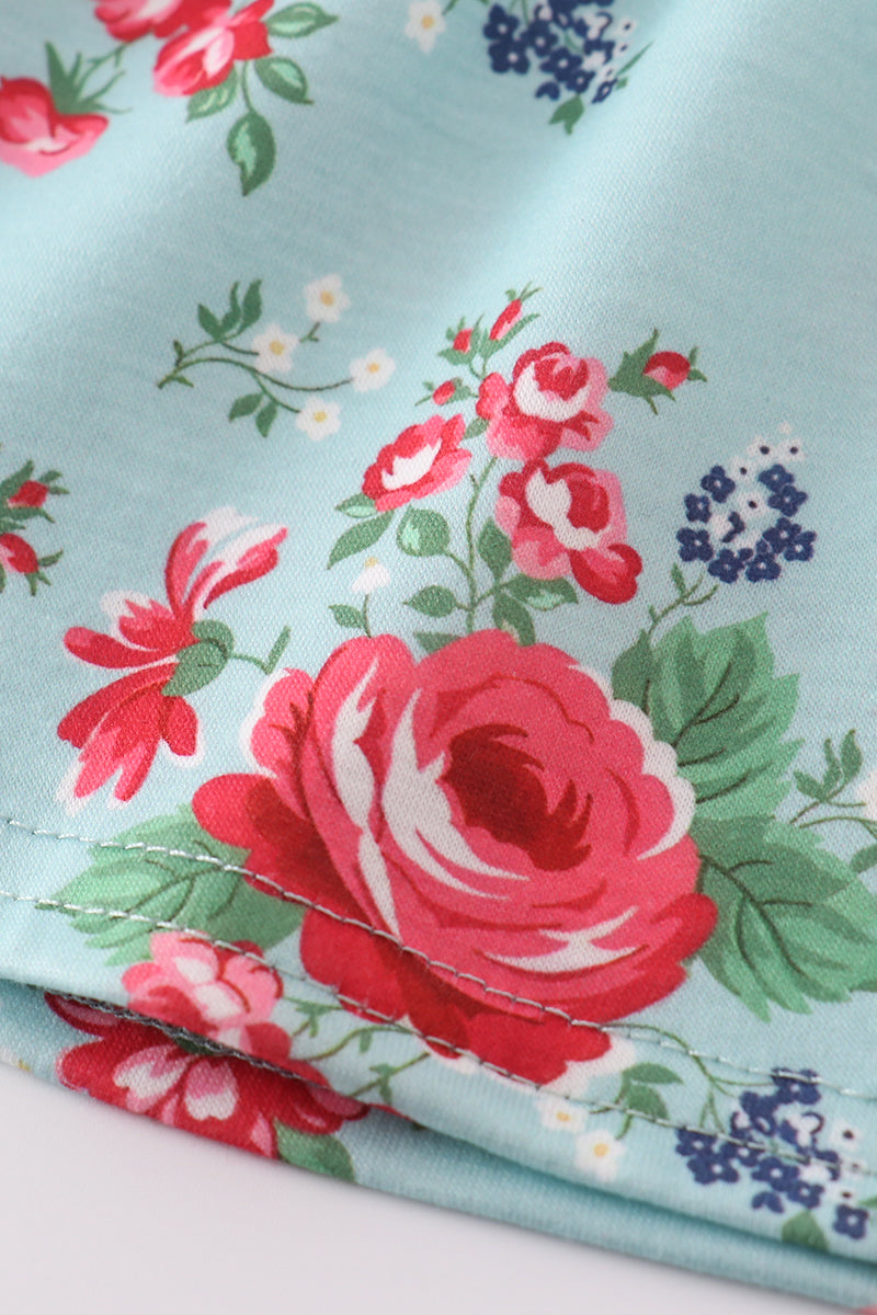 Rosebud bliss print smocked girl bloomer set - Giggles with Grace