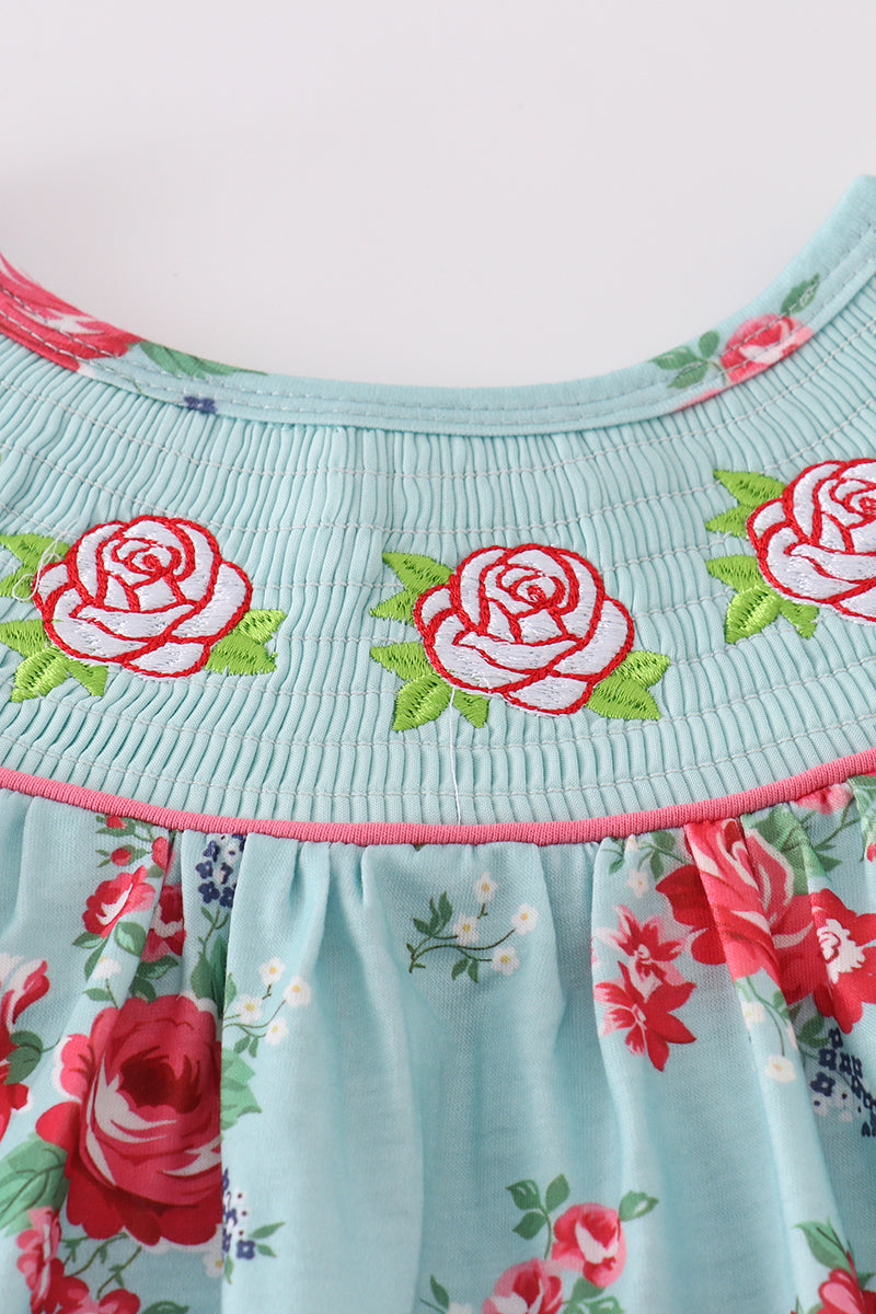 Rosebud bliss print smocked girl set - Giggles with Grace
