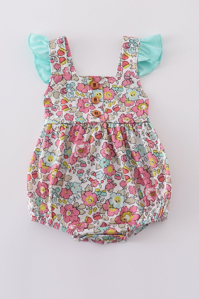 Pink floral print bubble - Giggles with Grace