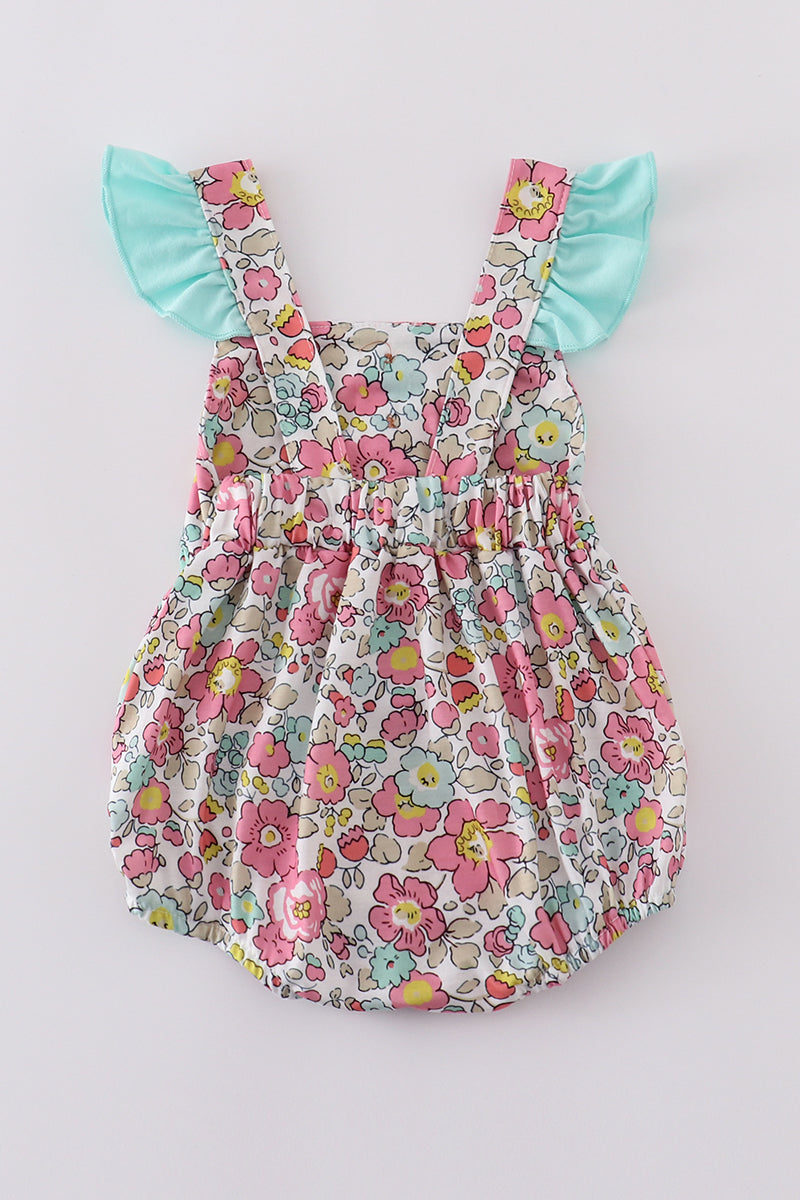 Pink floral print bubble - Giggles with Grace