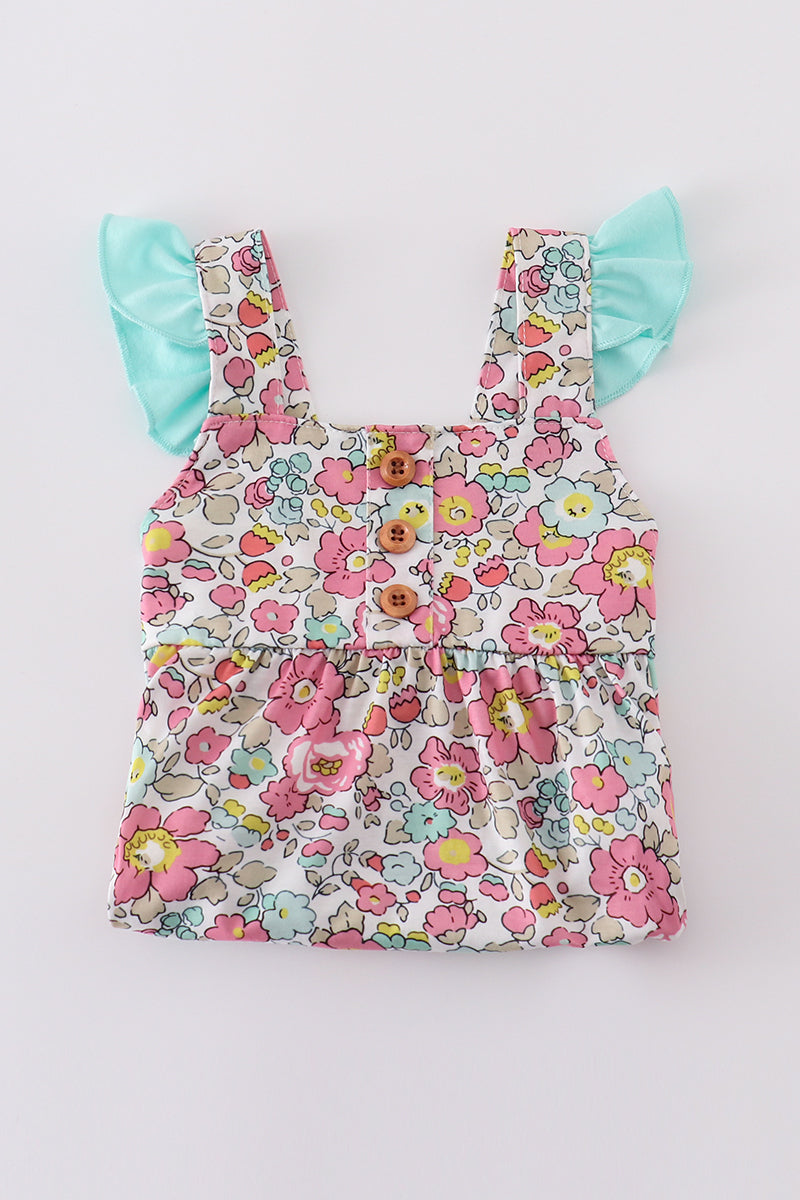 Pink floral print bubble - Giggles with Grace