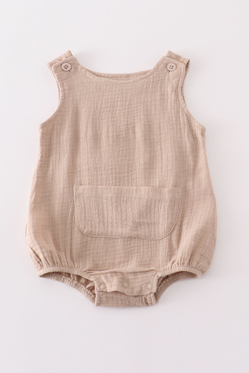 Premium Beige muslin boy bubble - Giggles with Grace