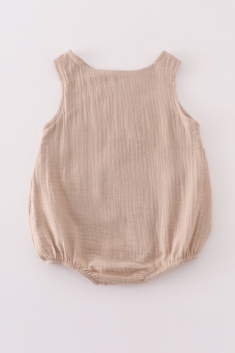 Premium Beige muslin boy bubble - Giggles with Grace