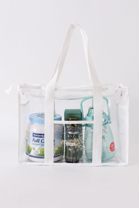 White clear waterproof beach travel bag - Giggles with Grace