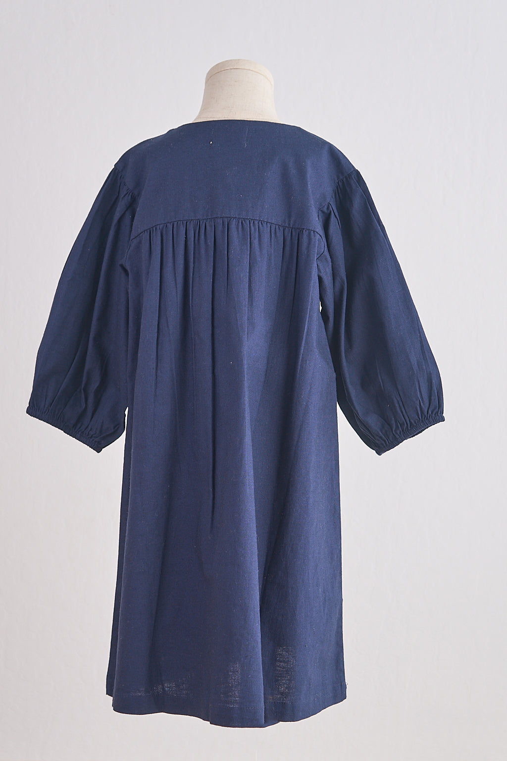 Navy floral embroidery linen girl dress - Giggles with Grace
