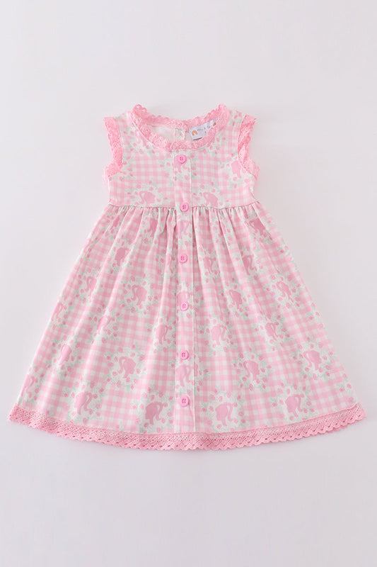 Pink barbie print girl dress - Giggles with Grace