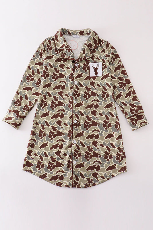 Camouflage antler embroidery women gown - Giggles with Grace