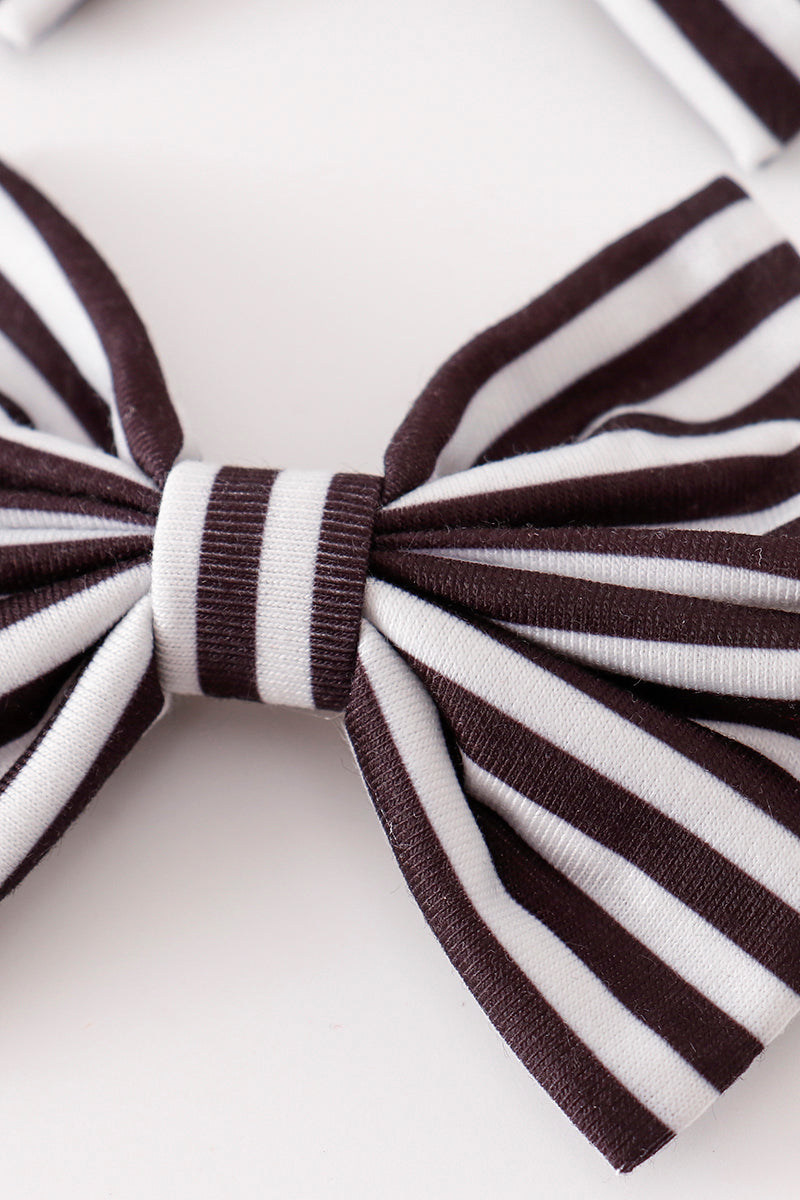 Black stripe piggie hair bow - Giggles with Grace