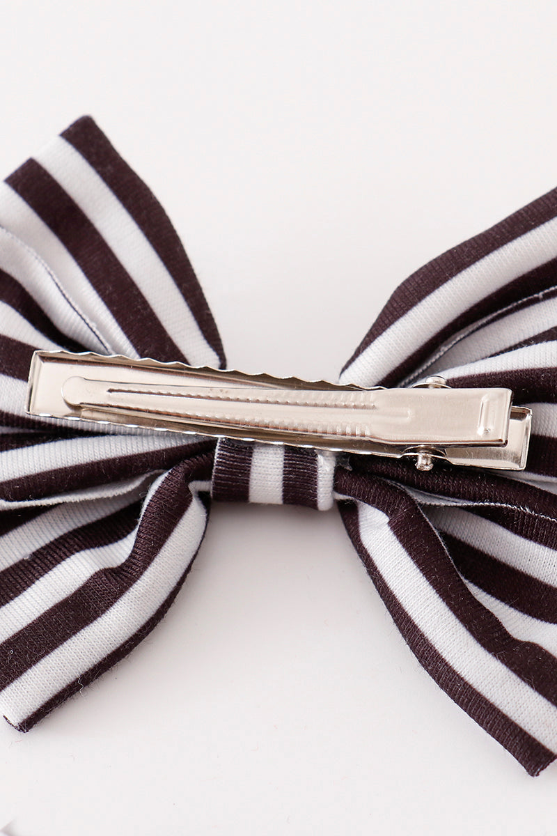Black stripe piggie hair bow - Giggles with Grace
