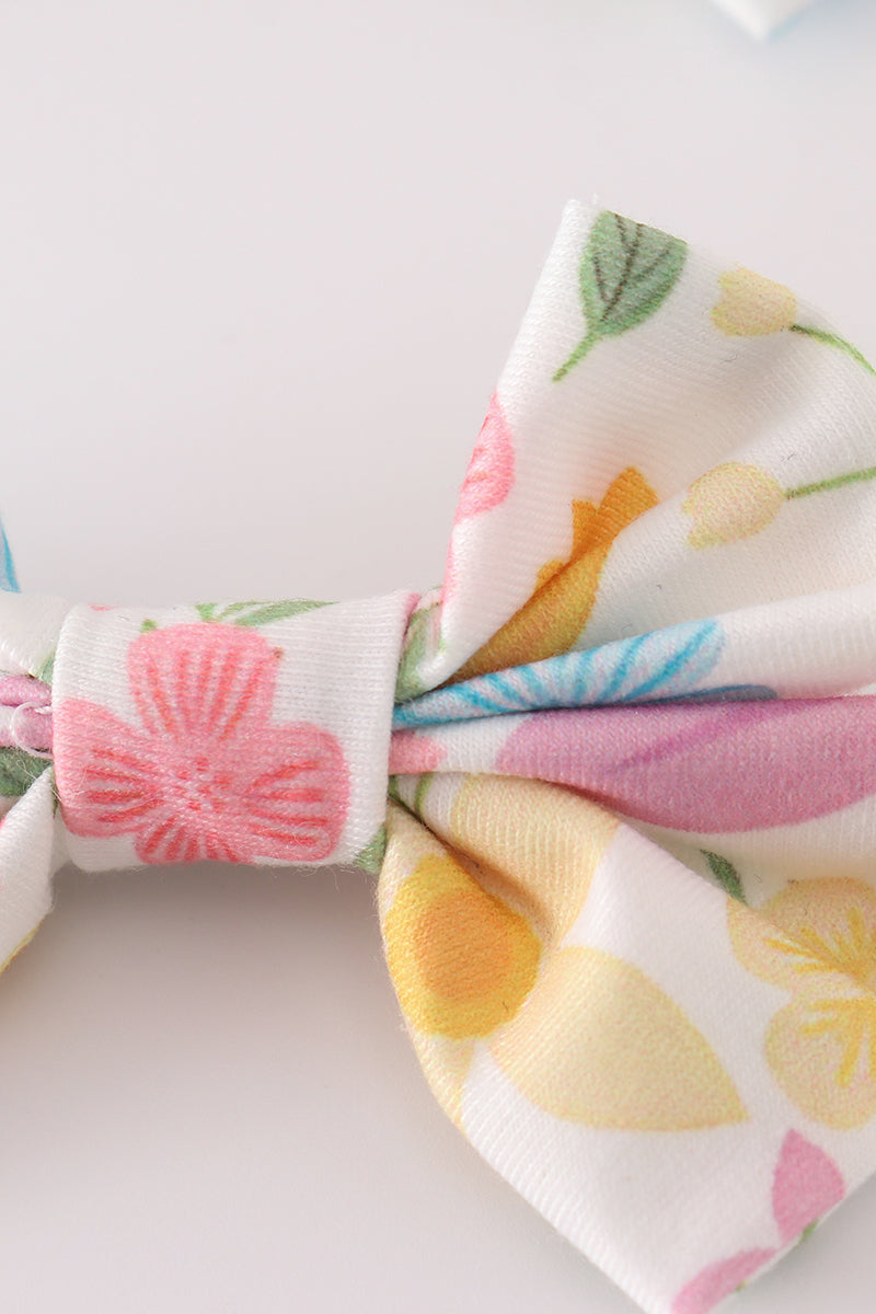 Floral print hair bow - Giggles with Grace