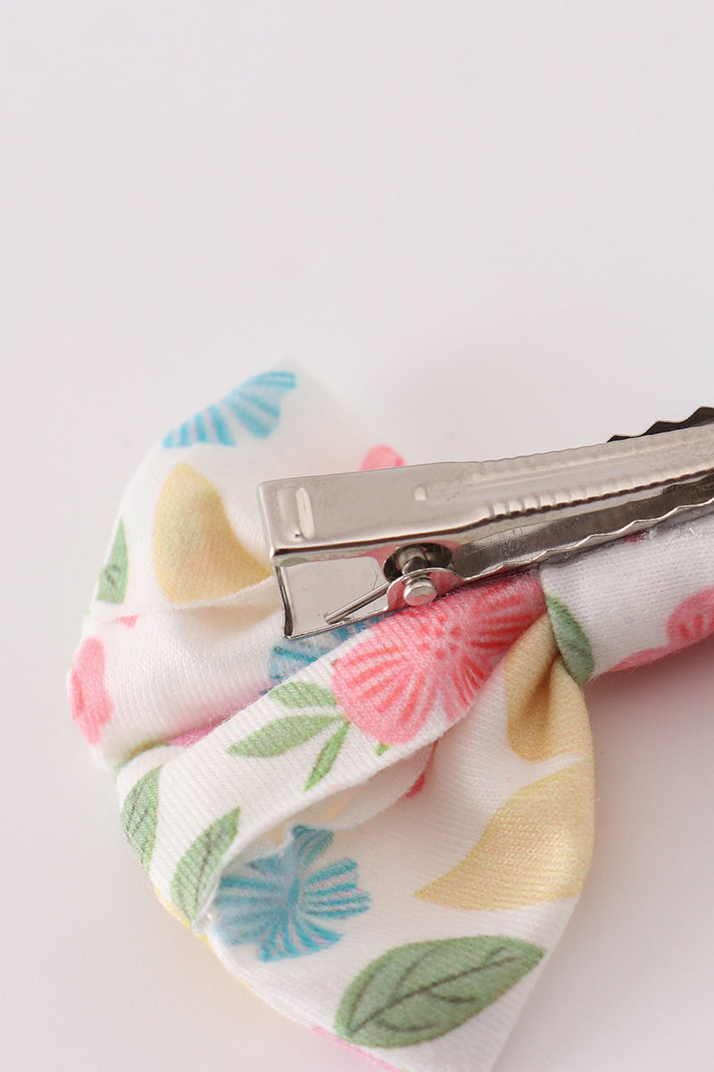 Floral print hair bow - Giggles with Grace