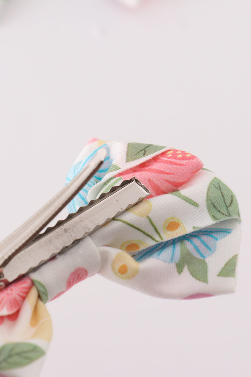 Floral print hair bow - Giggles with Grace