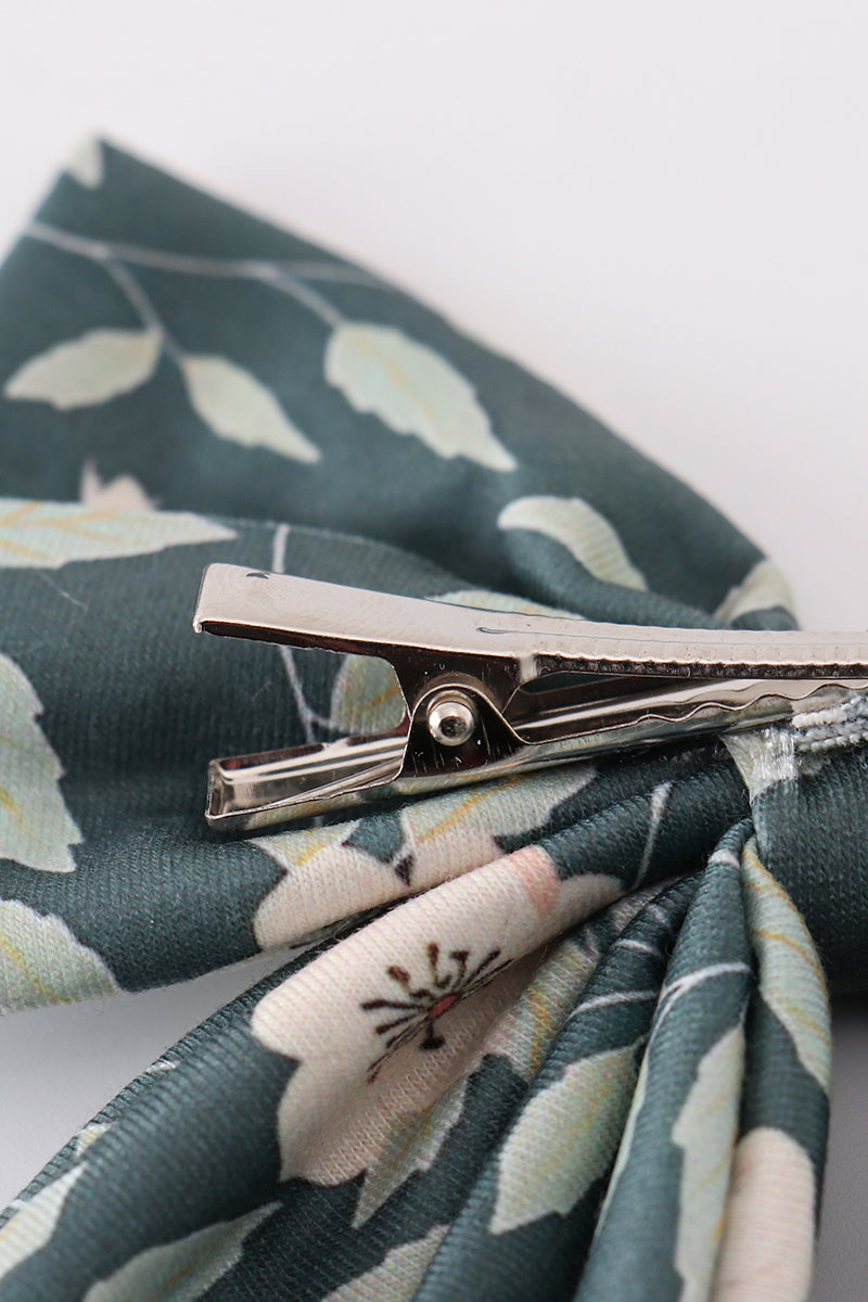 Green forest bloom print girl sailor bow - Giggles with Grace