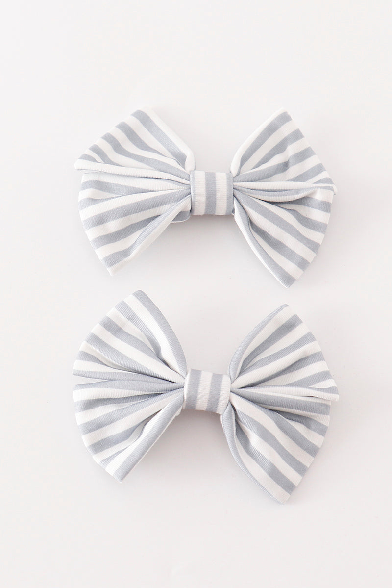 Stripe piggie hair bow - Giggles with Grace
