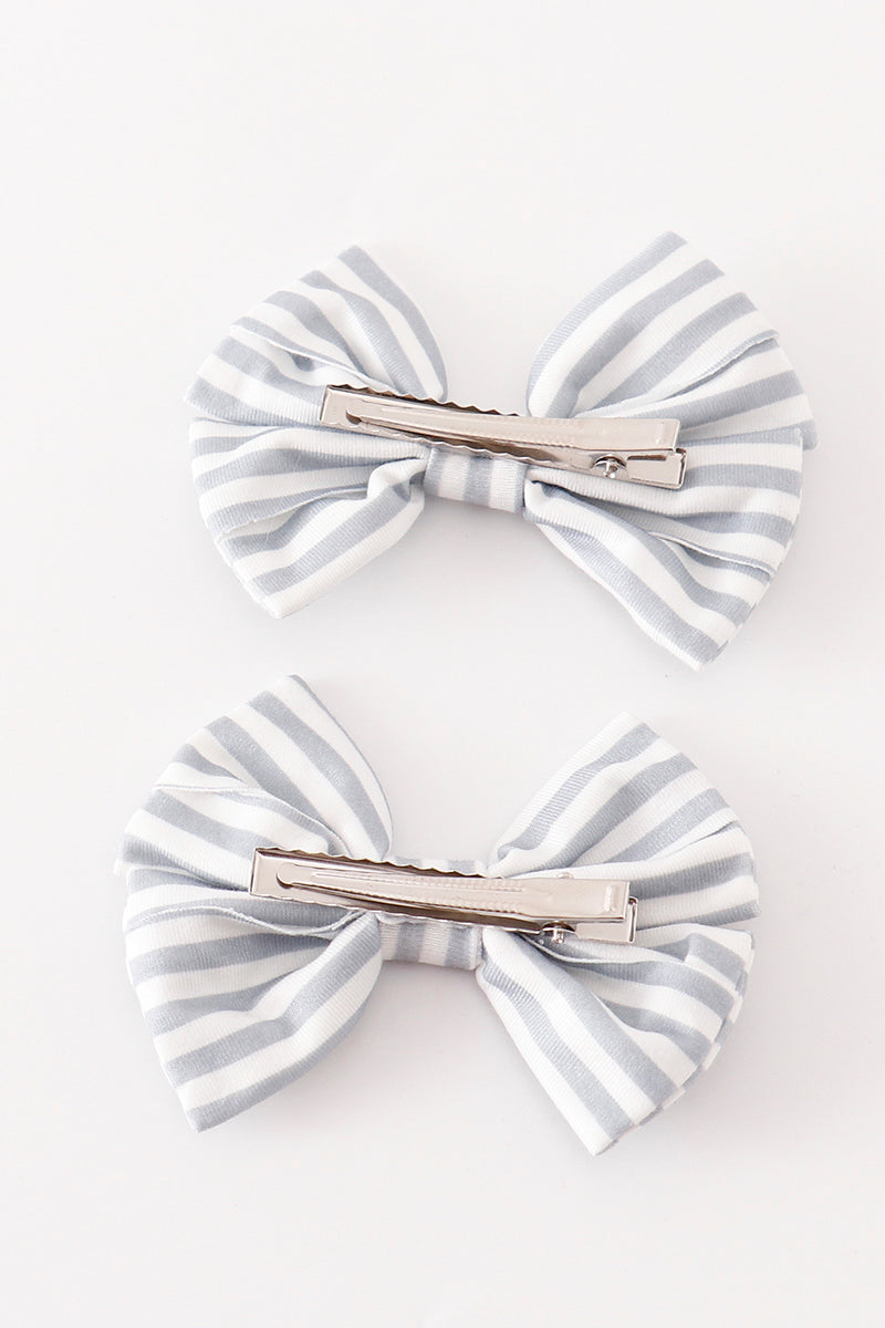 Stripe piggie hair bow - Giggles with Grace