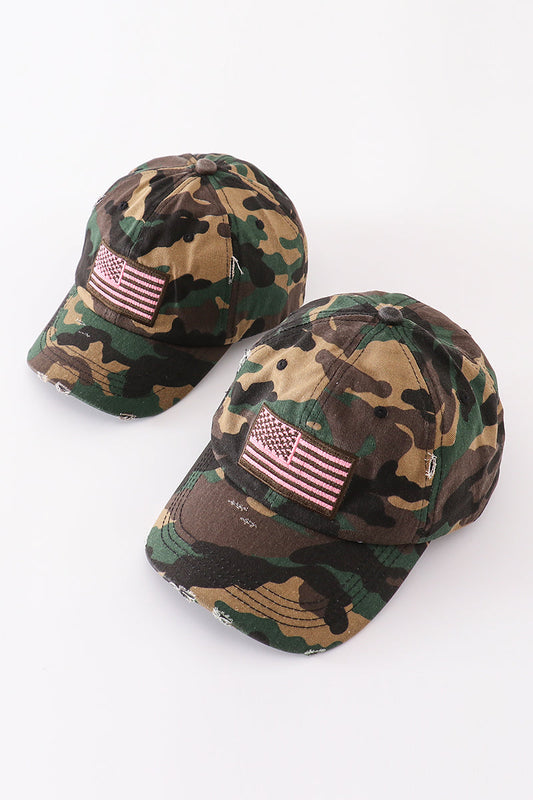 Camouflage flag vintage baseball cap mom & me - Giggles with Grace