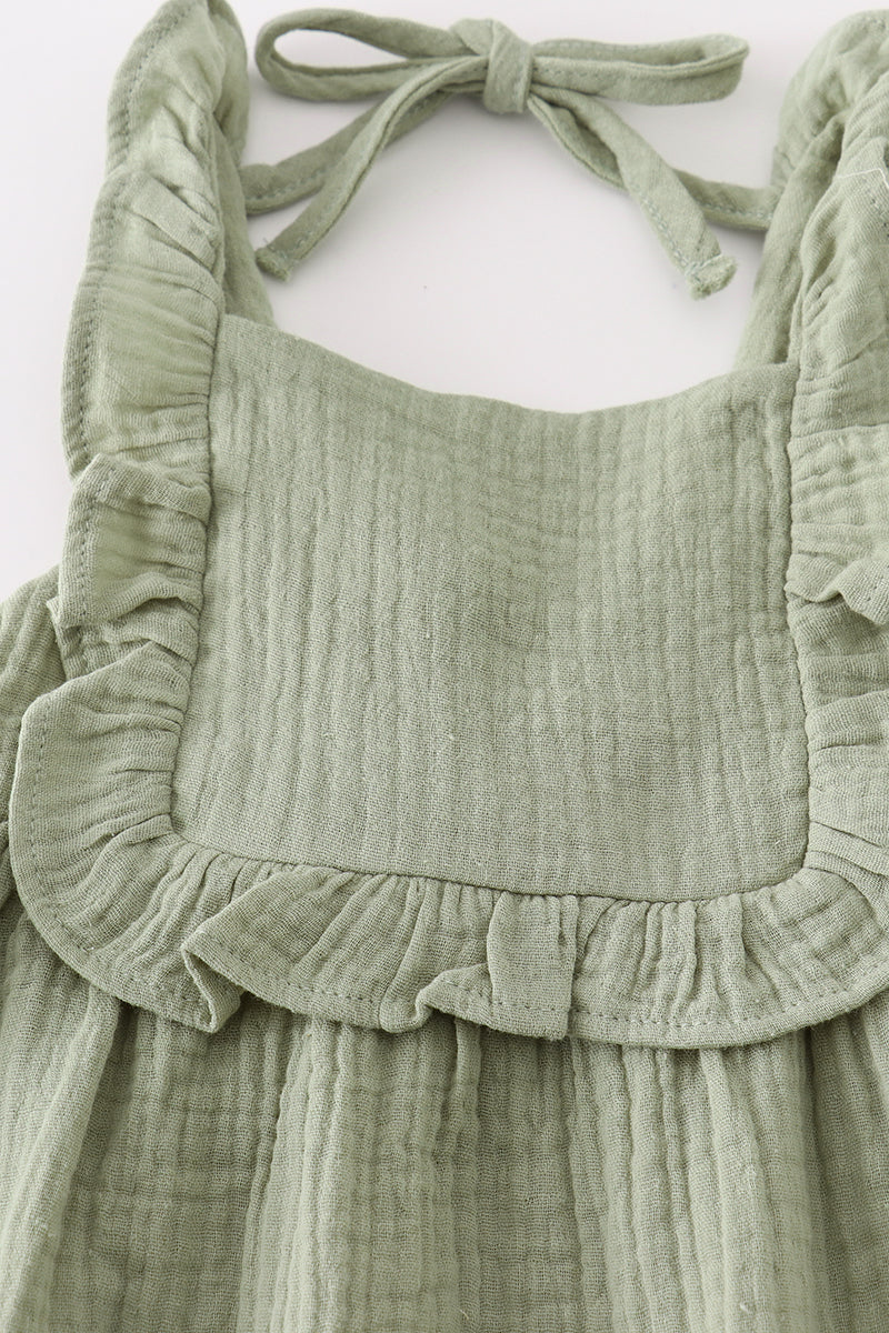 Premium Sage muslin ruffle shorts set - Giggles with Grace