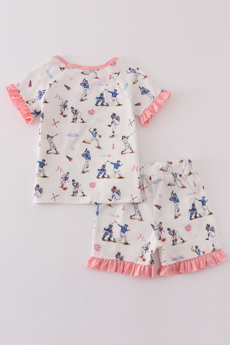Baseball print girl pajam set - Giggles with Grace