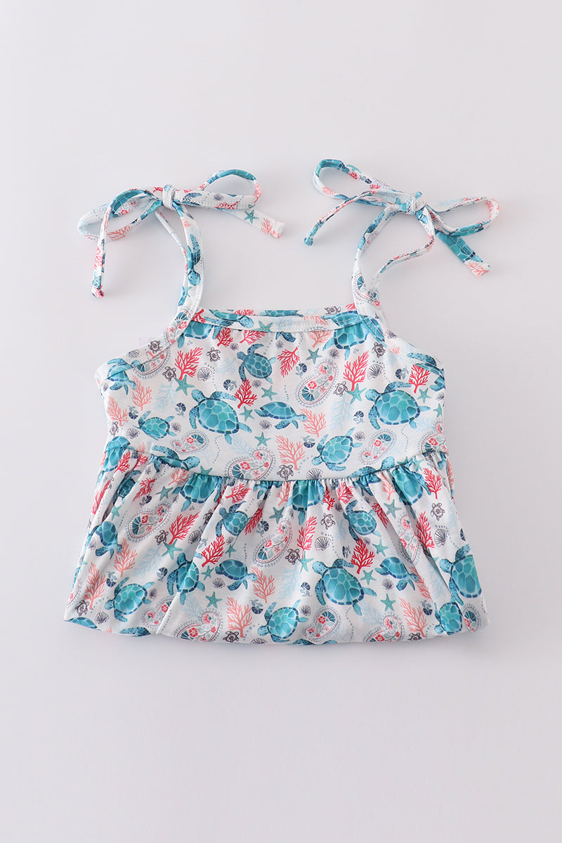 Green turtle print set - Giggles with Grace