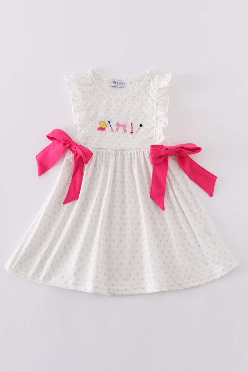 Pink make up embroidery girl dress - Giggles with Grace