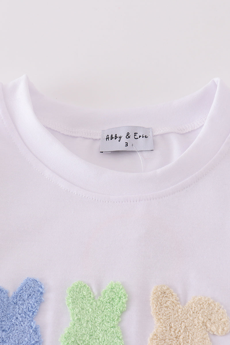 Green easter bunny french knot boy set - Giggles with Grace