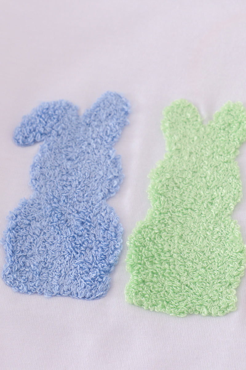 Green easter bunny french knot boy set - Giggles with Grace