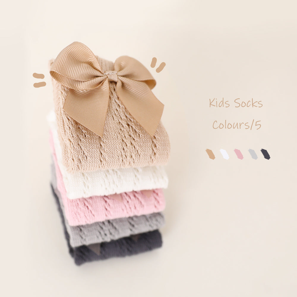 Lace cable bow knee high socks - Giggles with Grace