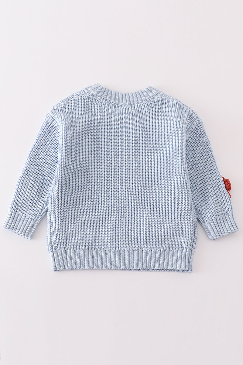 Blue floral hand-embroidery jumper sweater - Giggles with Grace